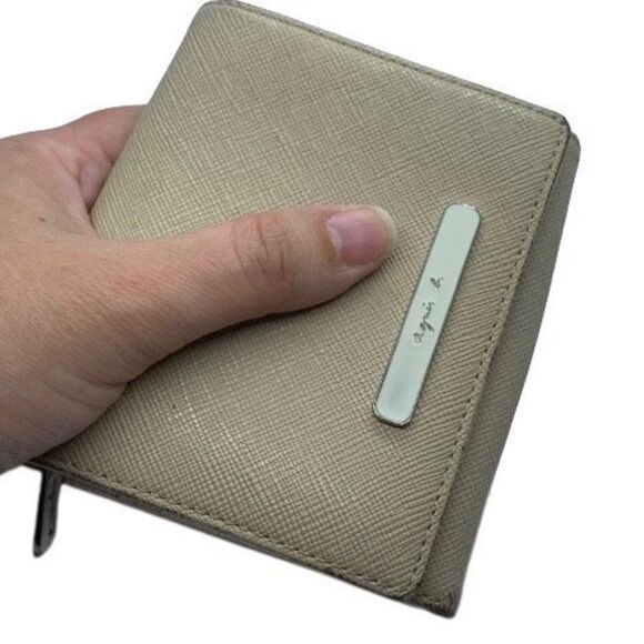 Authentic Agnes B. Beige / Light Tan Saffiano Leather Wallet - Picture 3 of 9
